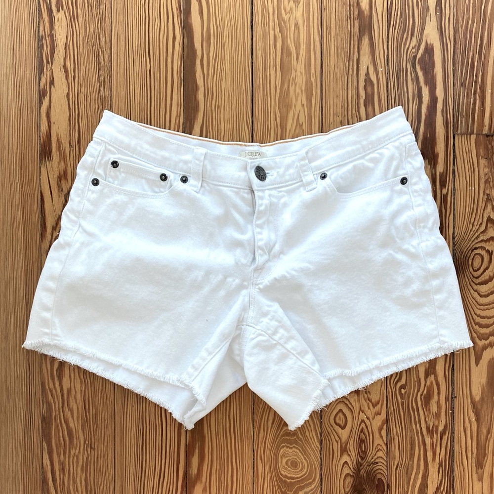 J Crew White Denim Stretch Cutoff Denim Shorts 27